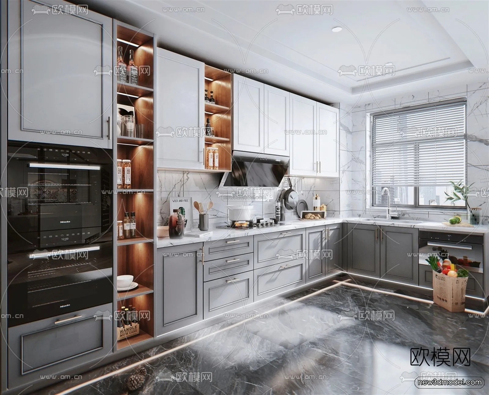 Nordic Style Interior 3D Blocks - Kitchen 3D Model - 459