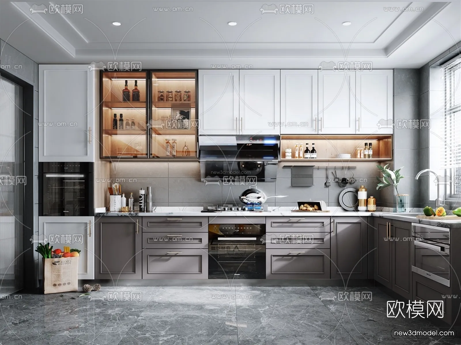 Nordic Style Interior 3D Blocks - Kitchen 3D Model - 461