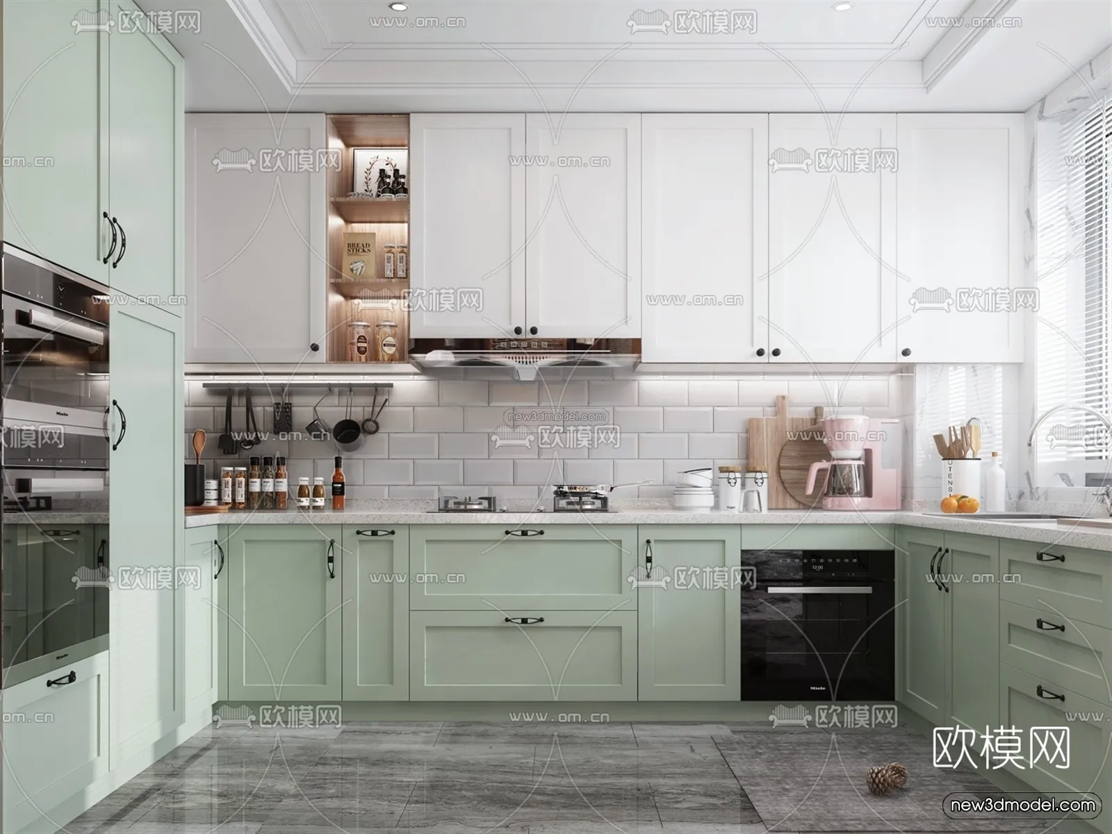 Nordic Style Interior 3D Blocks - Kitchen 3D Model - 464