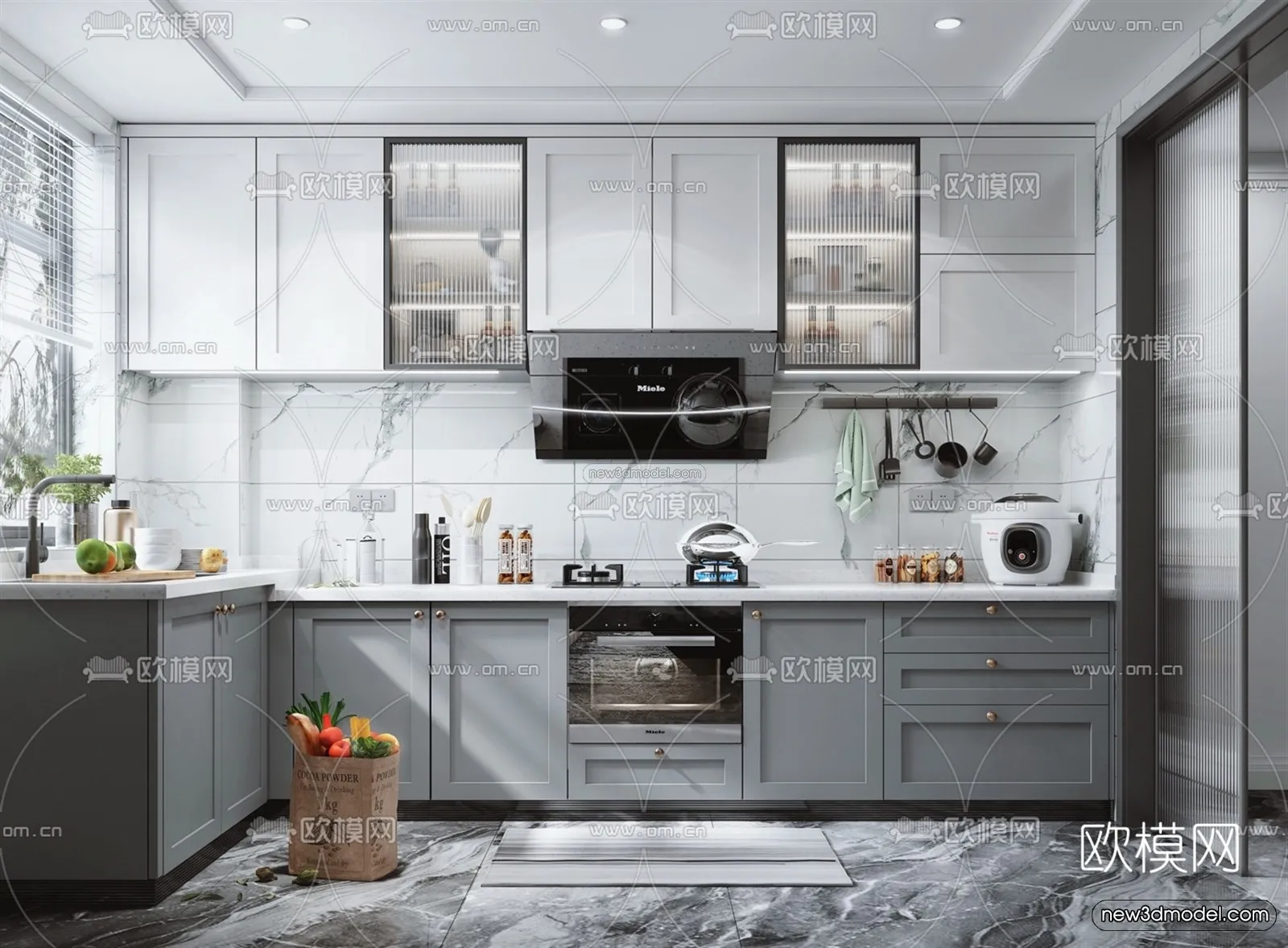 Nordic Style Interior 3D Blocks - Kitchen 3D Model - 465