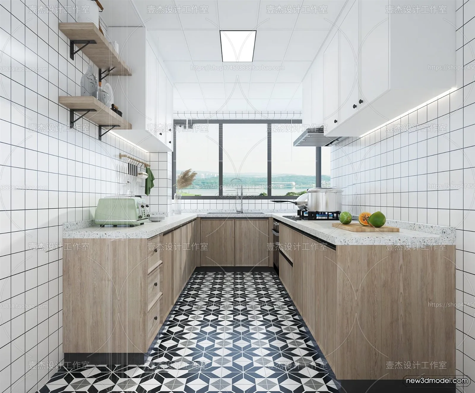 Nordic Style Interior 3D Blocks - Kitchen 3D Model - 466