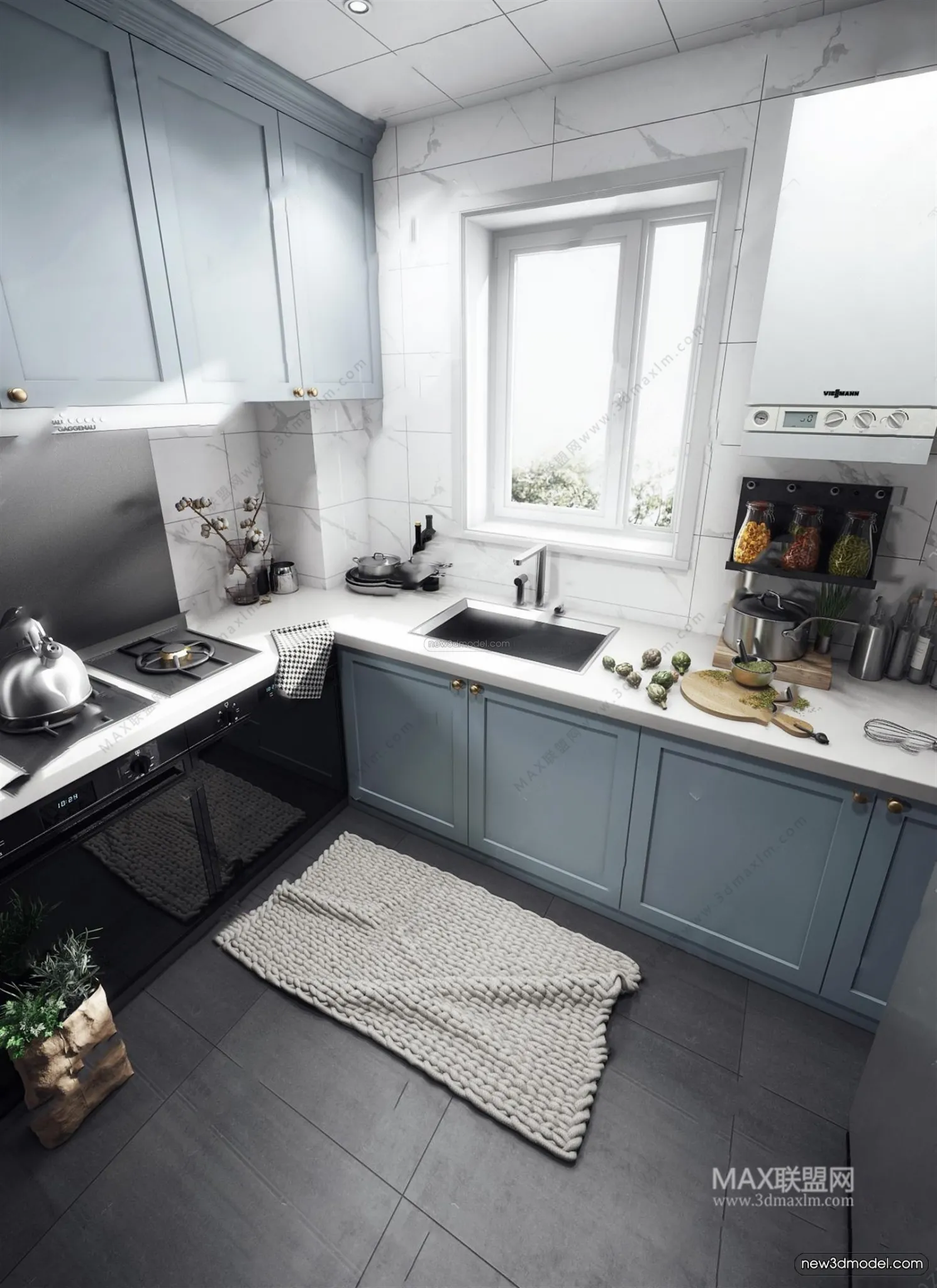 Nordic Style Interior 3D Blocks - Kitchen 3D Model - 469