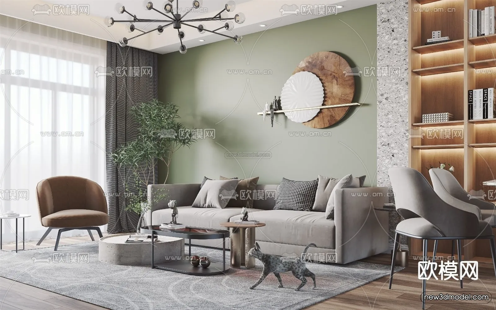 Nordic Style Interior 3D Blocks - Living Room 3D Model - 002