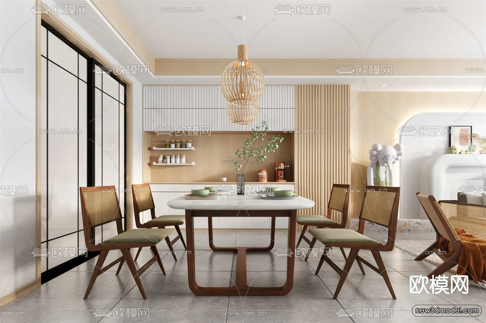 Nordic Style Interior 3D Blocks - Living Room 3D Model - 003