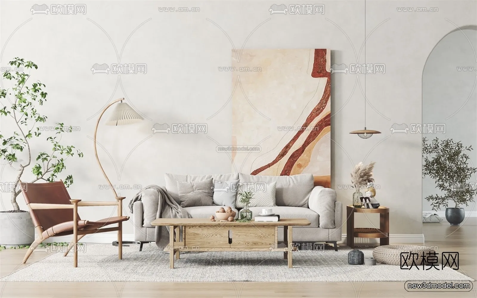 Nordic Style Interior 3D Blocks - Living Room 3D Model - 004