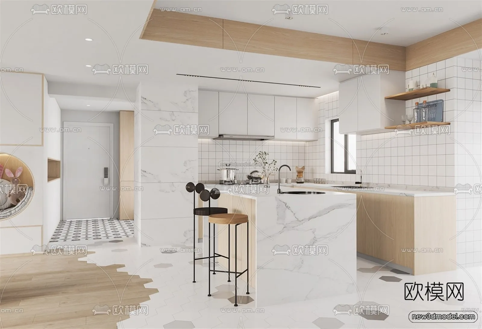 Nordic Style Interior 3D Blocks - Living Room 3D Model - 007