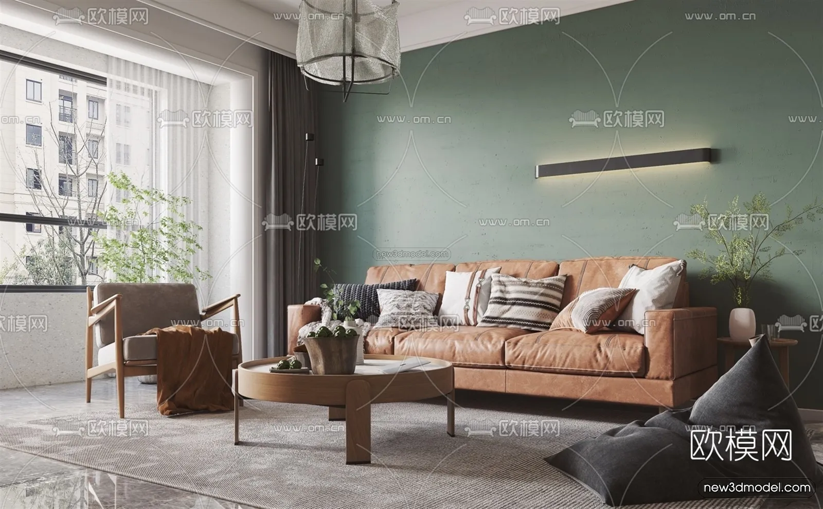 Nordic Style Interior 3D Blocks - Living Room 3D Model - 009