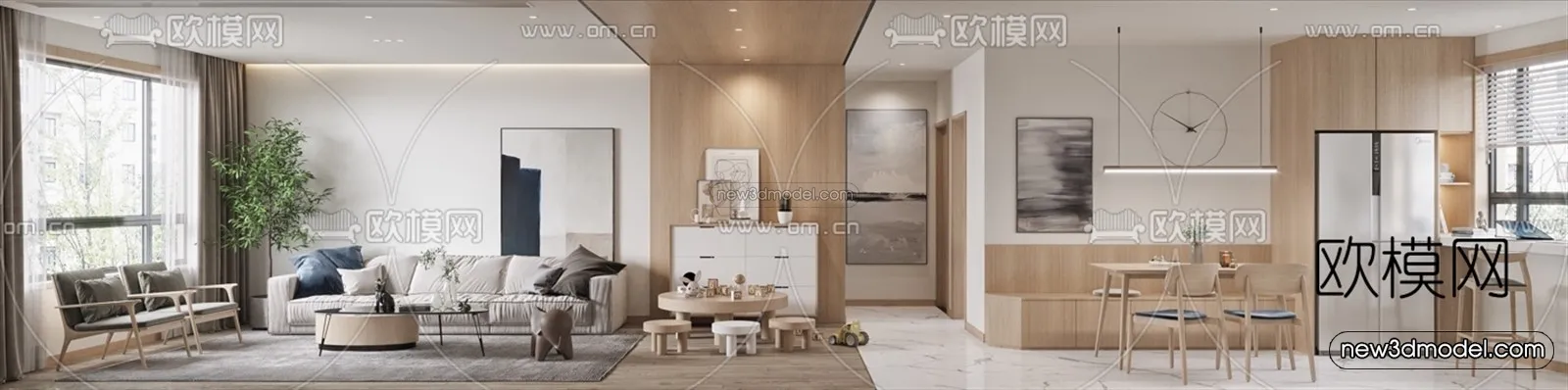 Nordic Style Interior 3D Blocks - Living Room 3D Model - 010