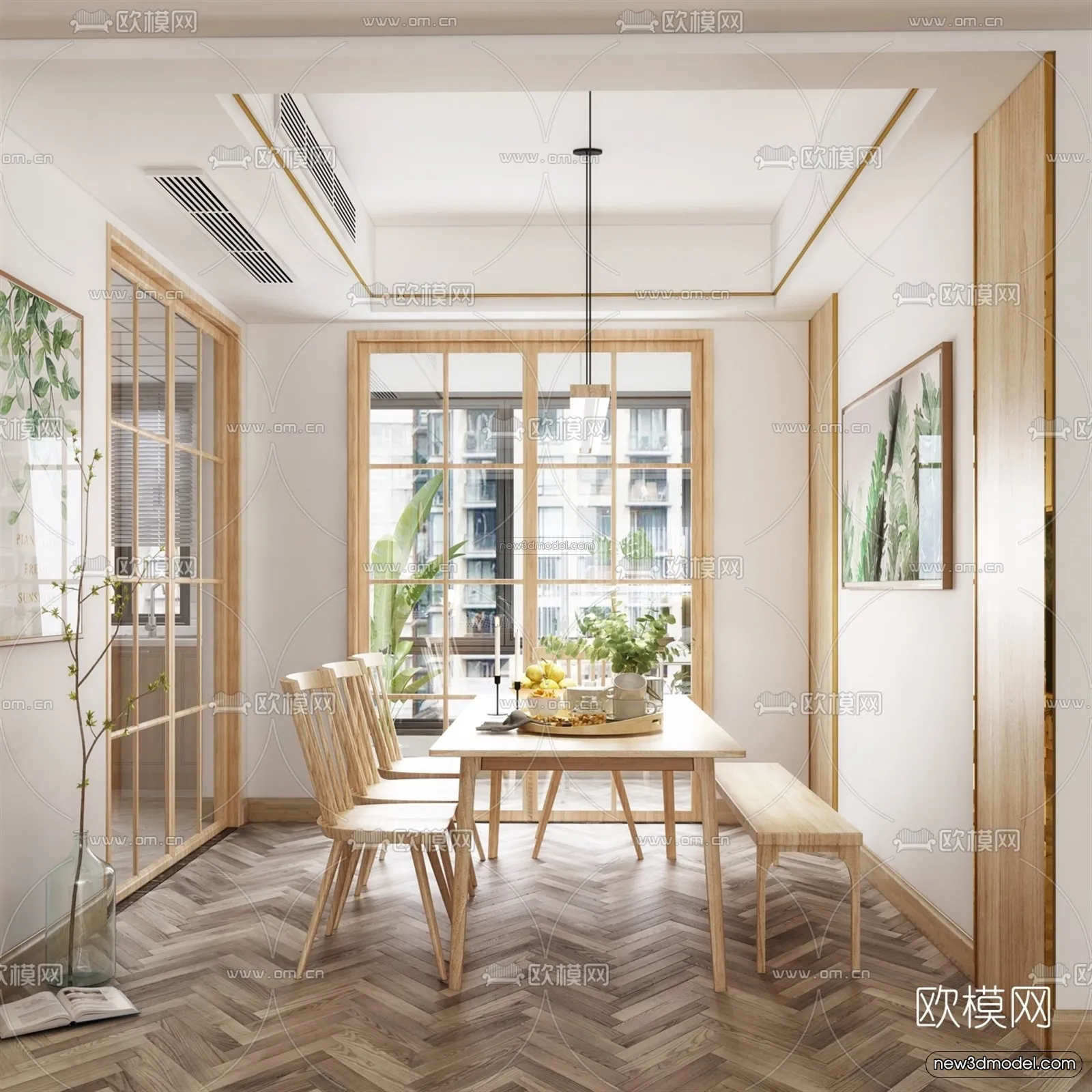 Nordic Style Interior 3D Blocks - Living Room 3D Model - 016