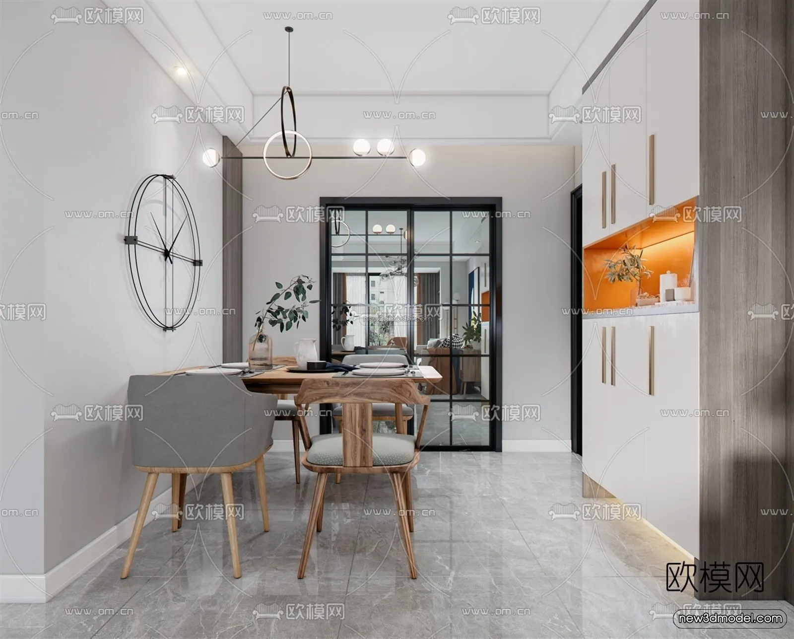 Nordic Style Interior 3D Blocks - Living Room 3D Model - 018