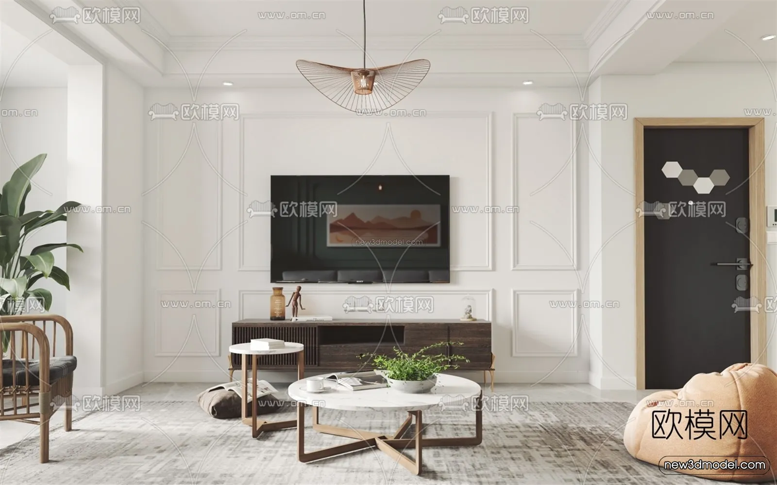 Nordic Style Interior 3D Blocks - Living Room 3D Model - 019