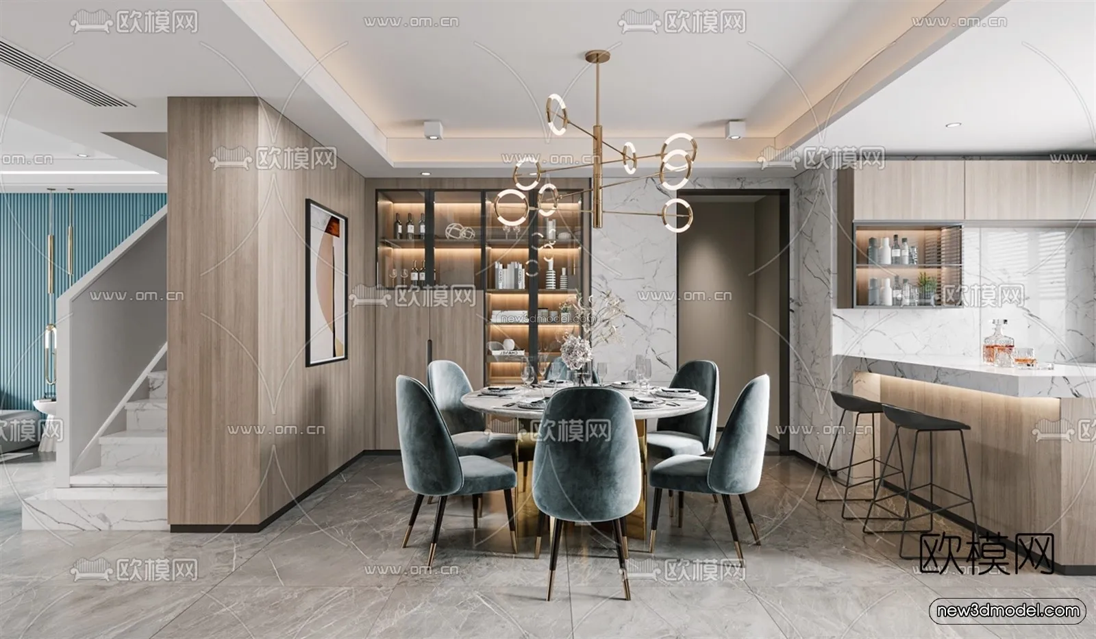 Nordic Style Interior 3D Blocks - Living Room 3D Model - 021