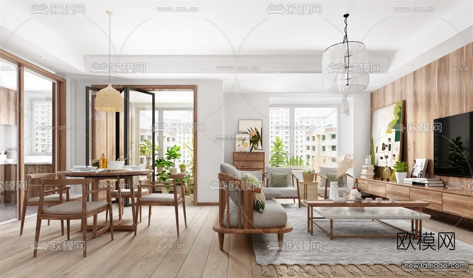 Nordic Style Interior 3D Blocks - Living Room 3D Model - 025