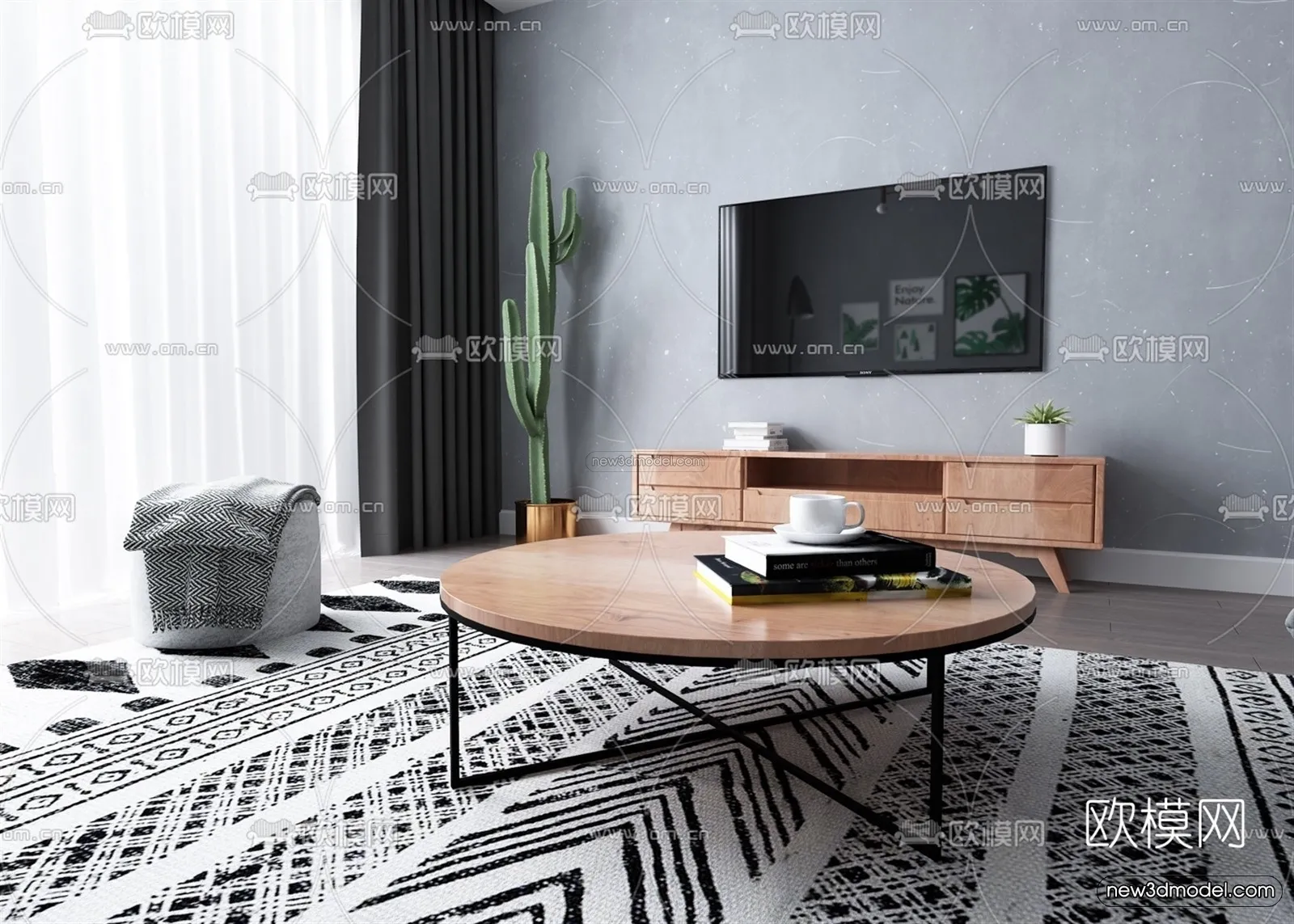 Nordic Style Interior 3D Blocks - Living Room 3D Model - 027