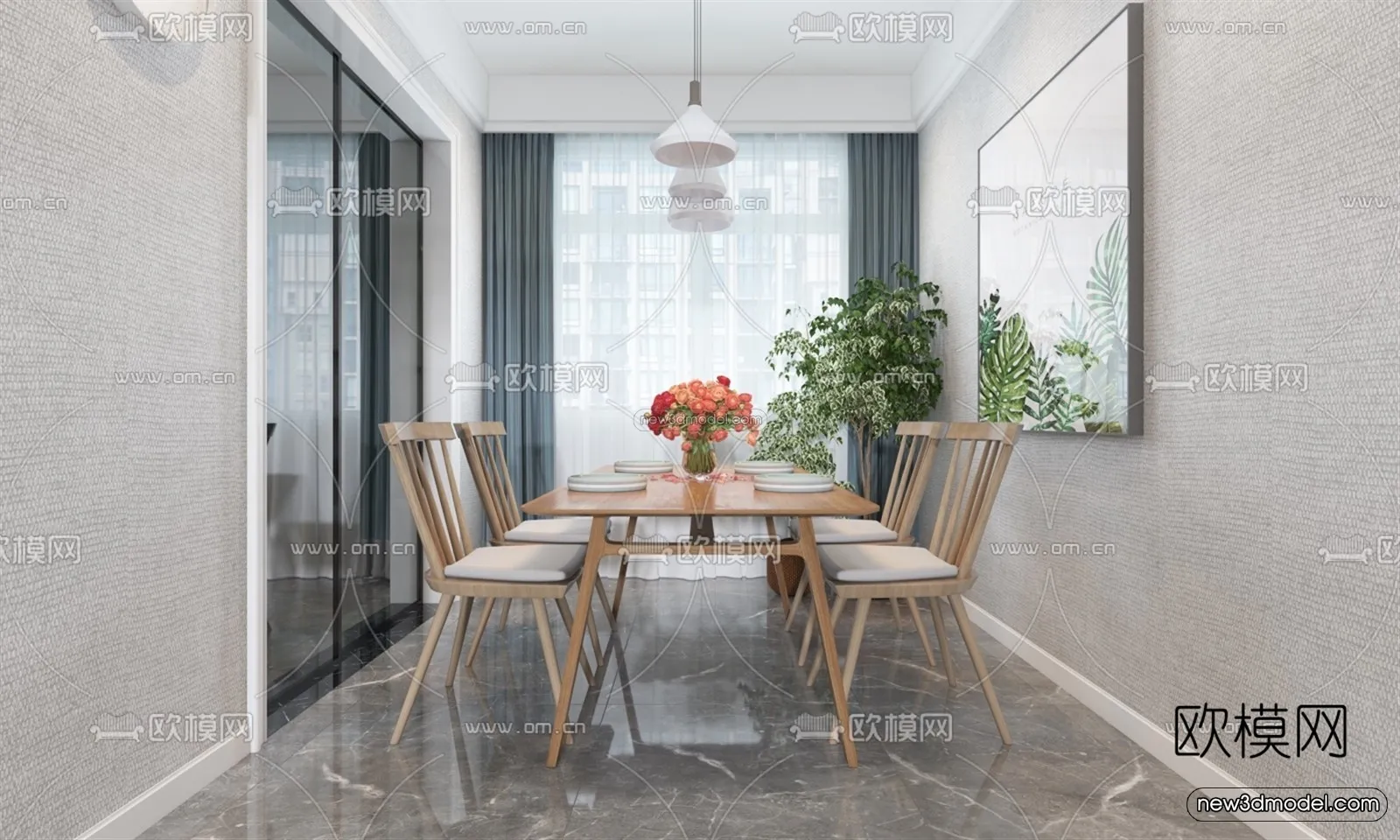 Nordic Style Interior 3D Blocks - Living Room 3D Model - 030