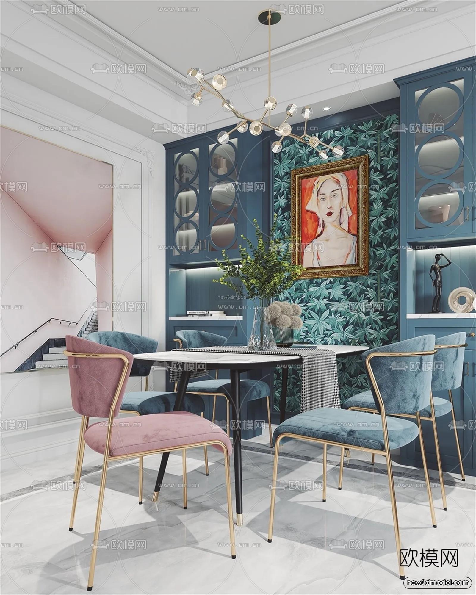 Nordic Style Interior 3D Blocks - Living Room 3D Model - 032