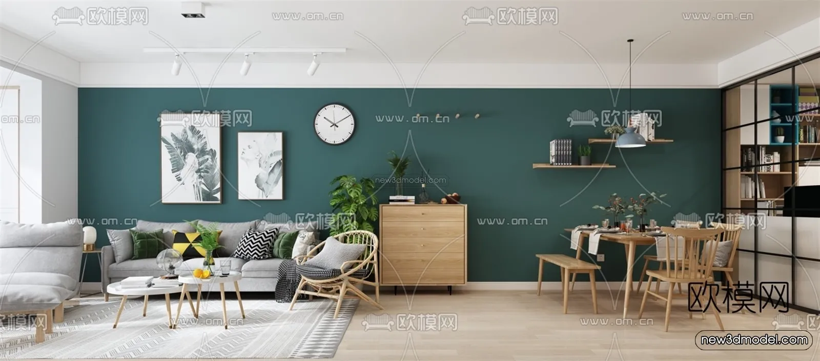 Nordic Style Interior 3D Blocks - Living Room 3D Model - 033