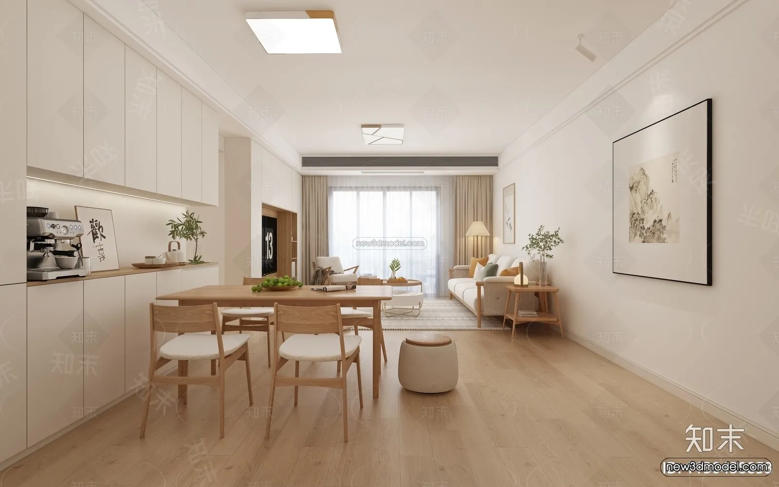 Nordic Style Interior 3D Blocks - Living Room 3D Model - 035