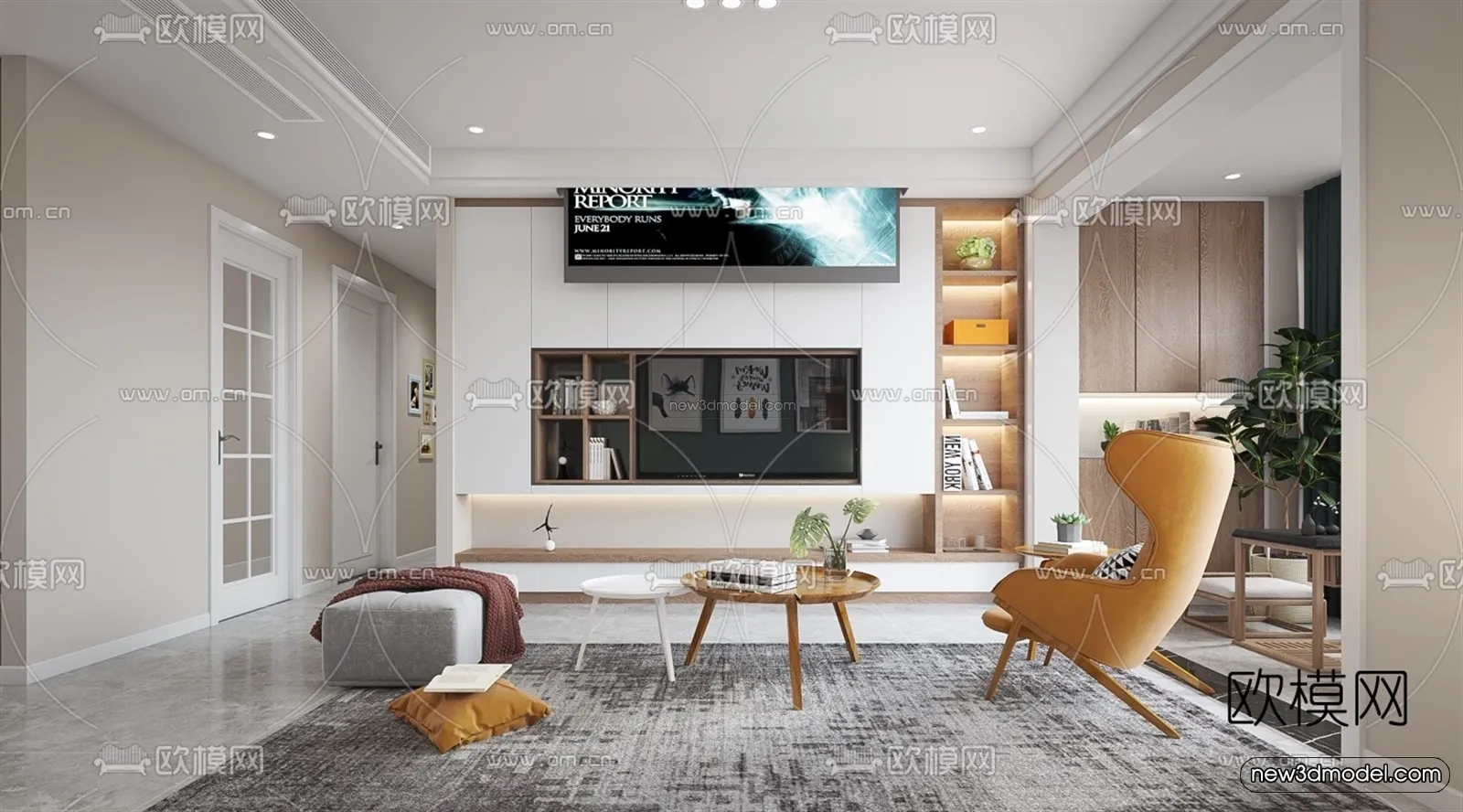 Nordic Style Interior 3D Blocks - Living Room 3D Model - 036