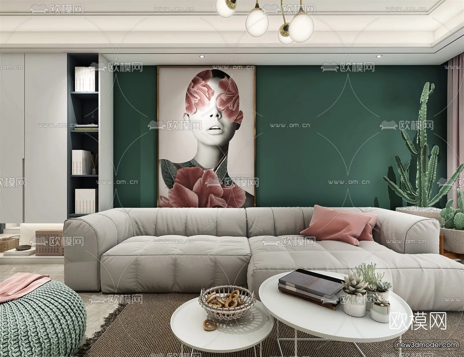 Nordic Style Interior 3D Blocks - Living Room 3D Model - 042