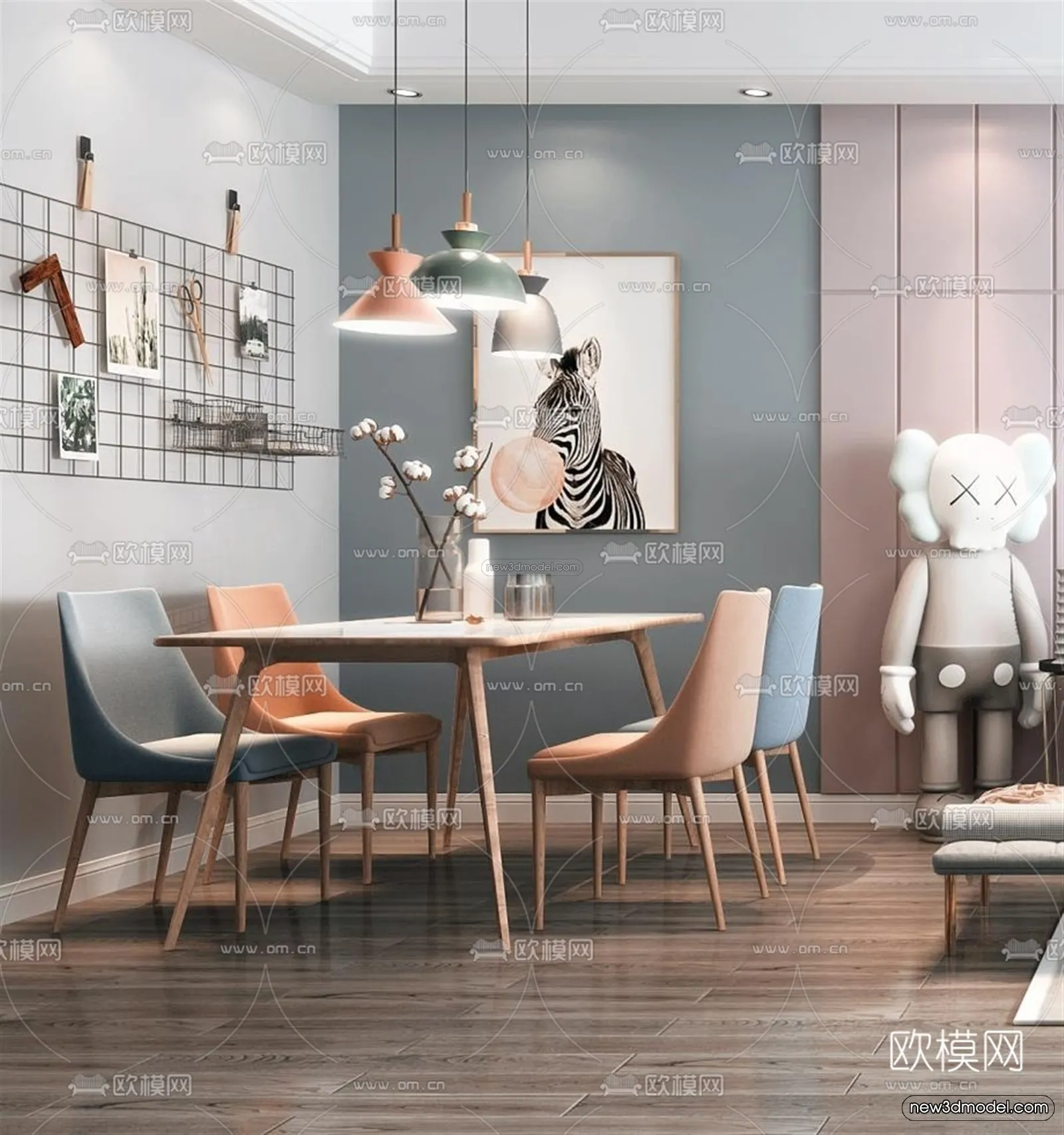 Nordic Style Interior 3D Blocks - Living Room 3D Model - 043