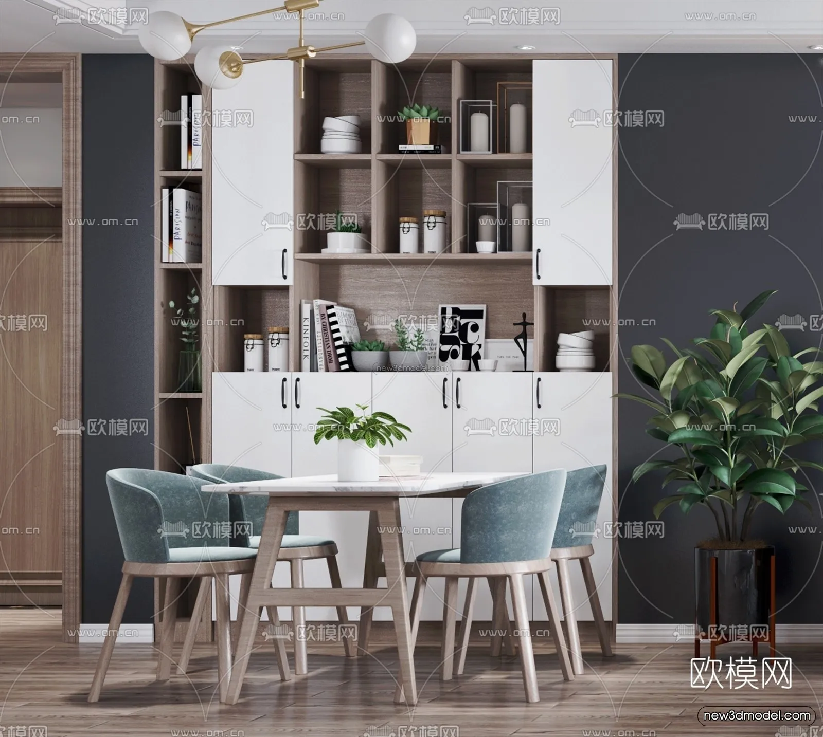 Nordic Style Interior 3D Blocks - Living Room 3D Model - 044