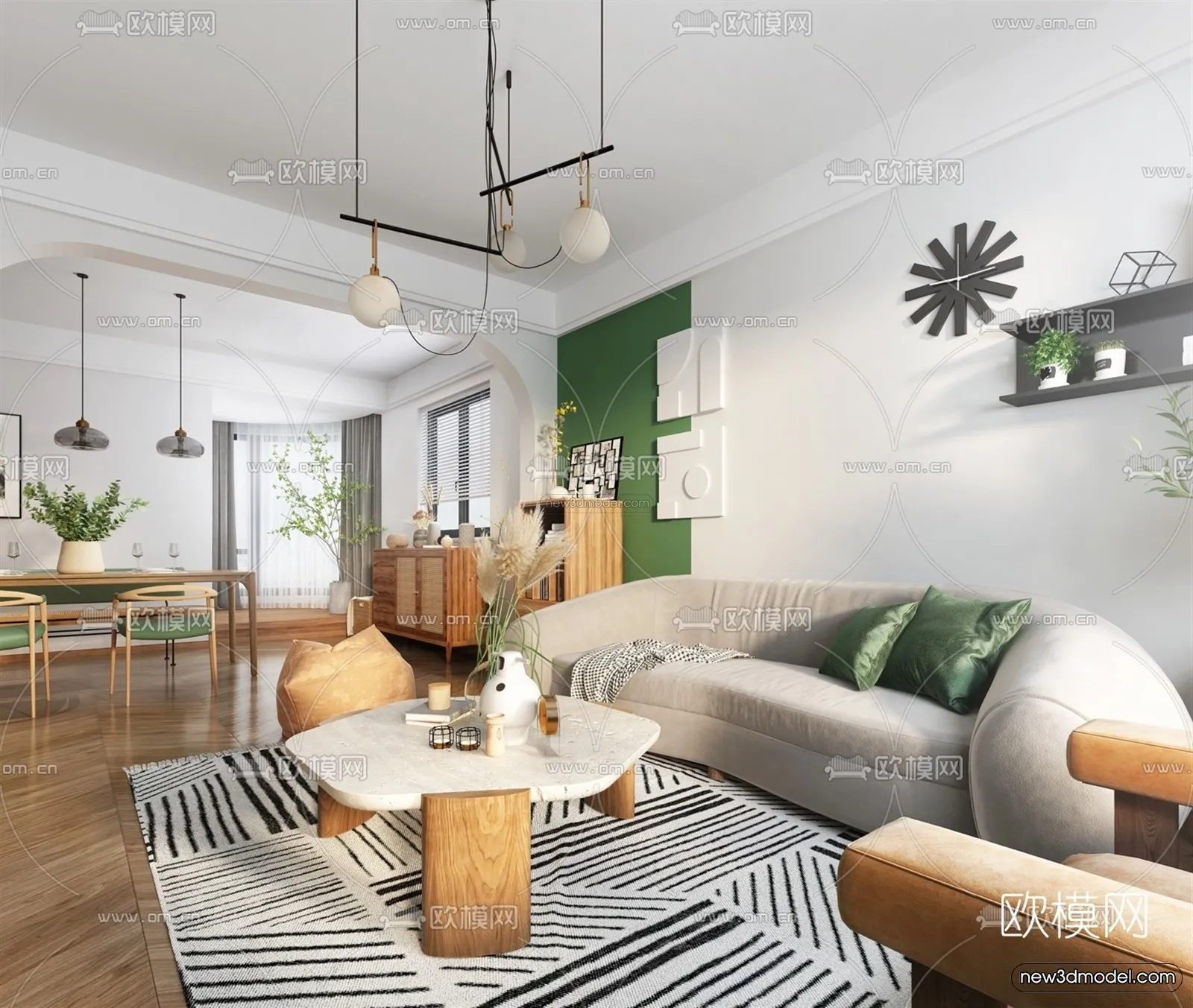 Nordic Style Interior 3D Blocks - Living Room 3D Model - 049