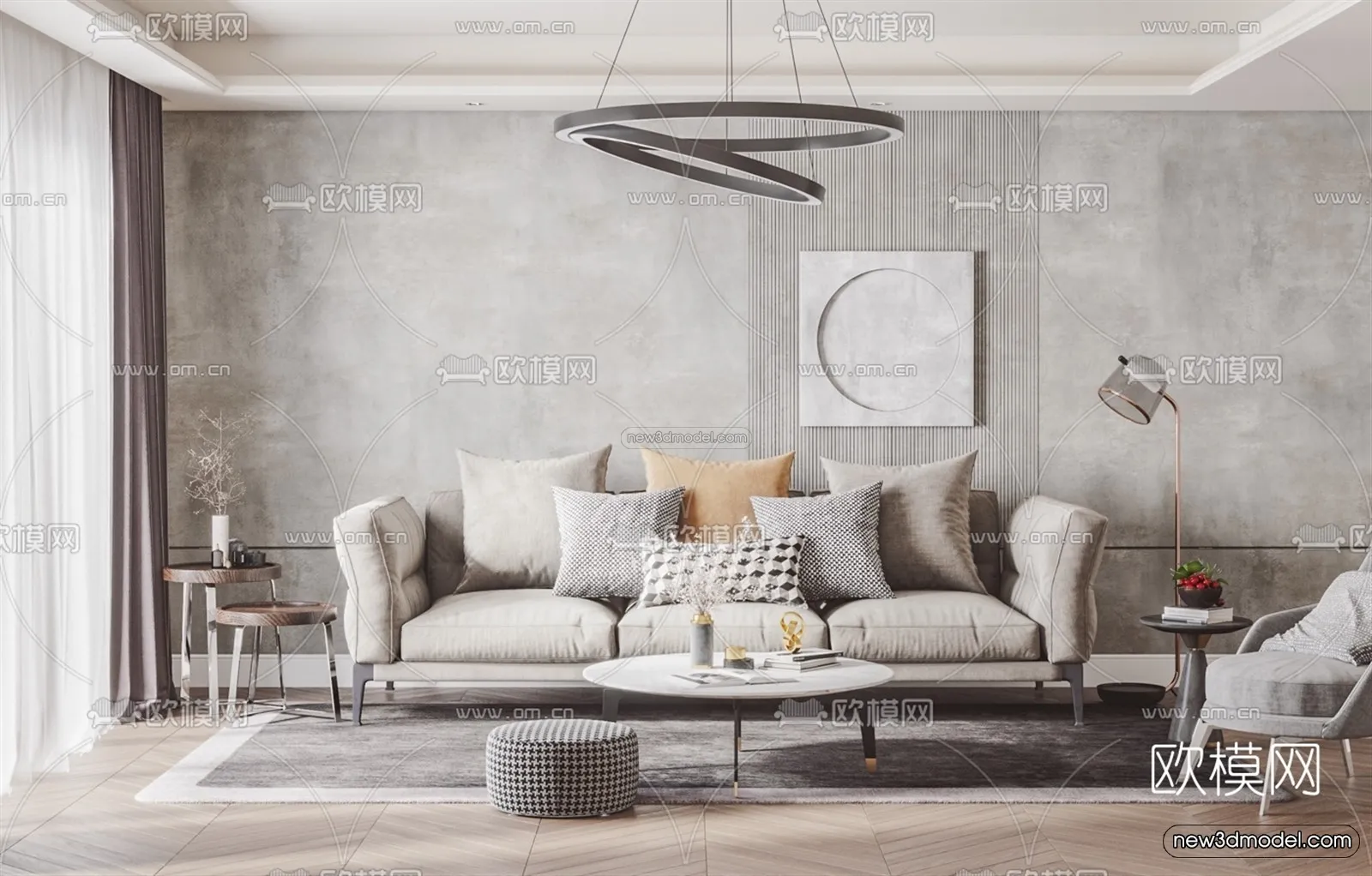 Nordic Style Interior 3D Blocks - Living Room 3D Model - 061