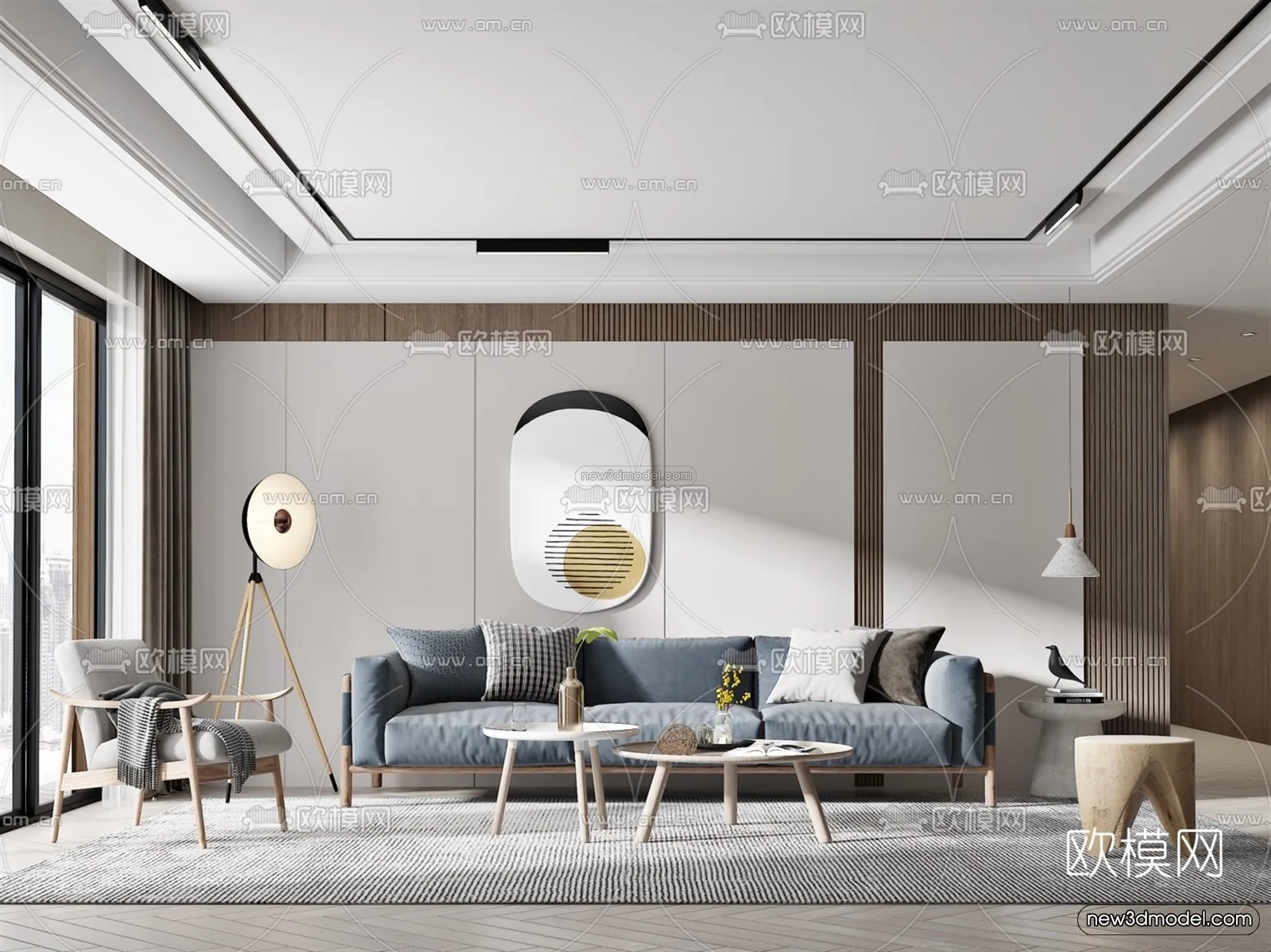 Nordic Style Interior 3D Blocks - Living Room 3D Model - 062