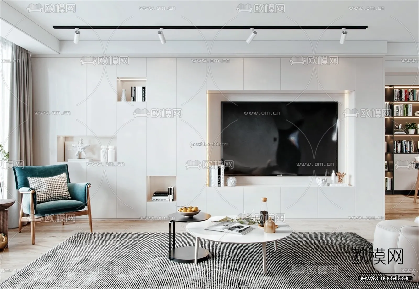 Nordic Style Interior 3D Blocks - Living Room 3D Model - 064