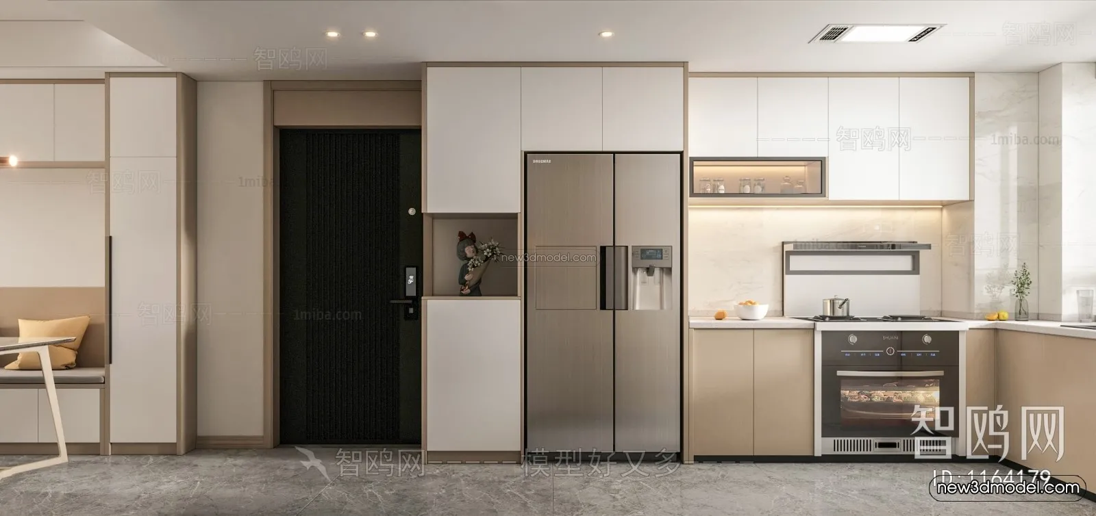 Nordic Style Interior 3D Blocks - Living Room 3D Model - 069