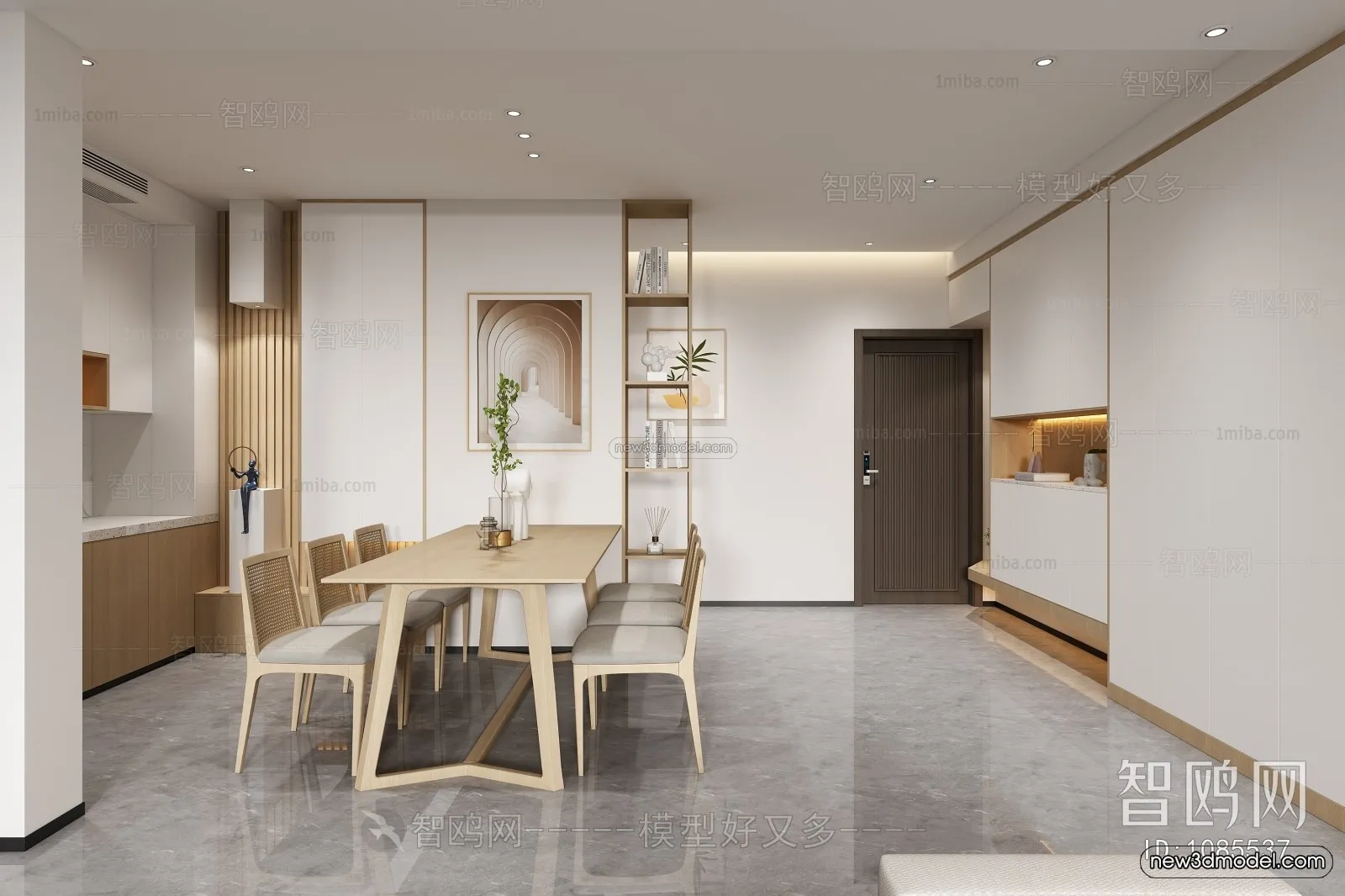 Nordic Style Interior 3D Blocks - Living Room 3D Model - 070