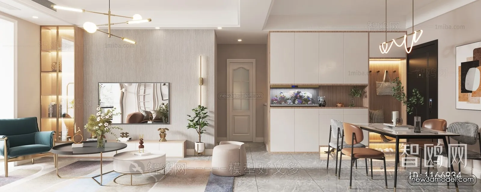 Nordic Style Interior 3D Blocks - Living Room 3D Model - 072