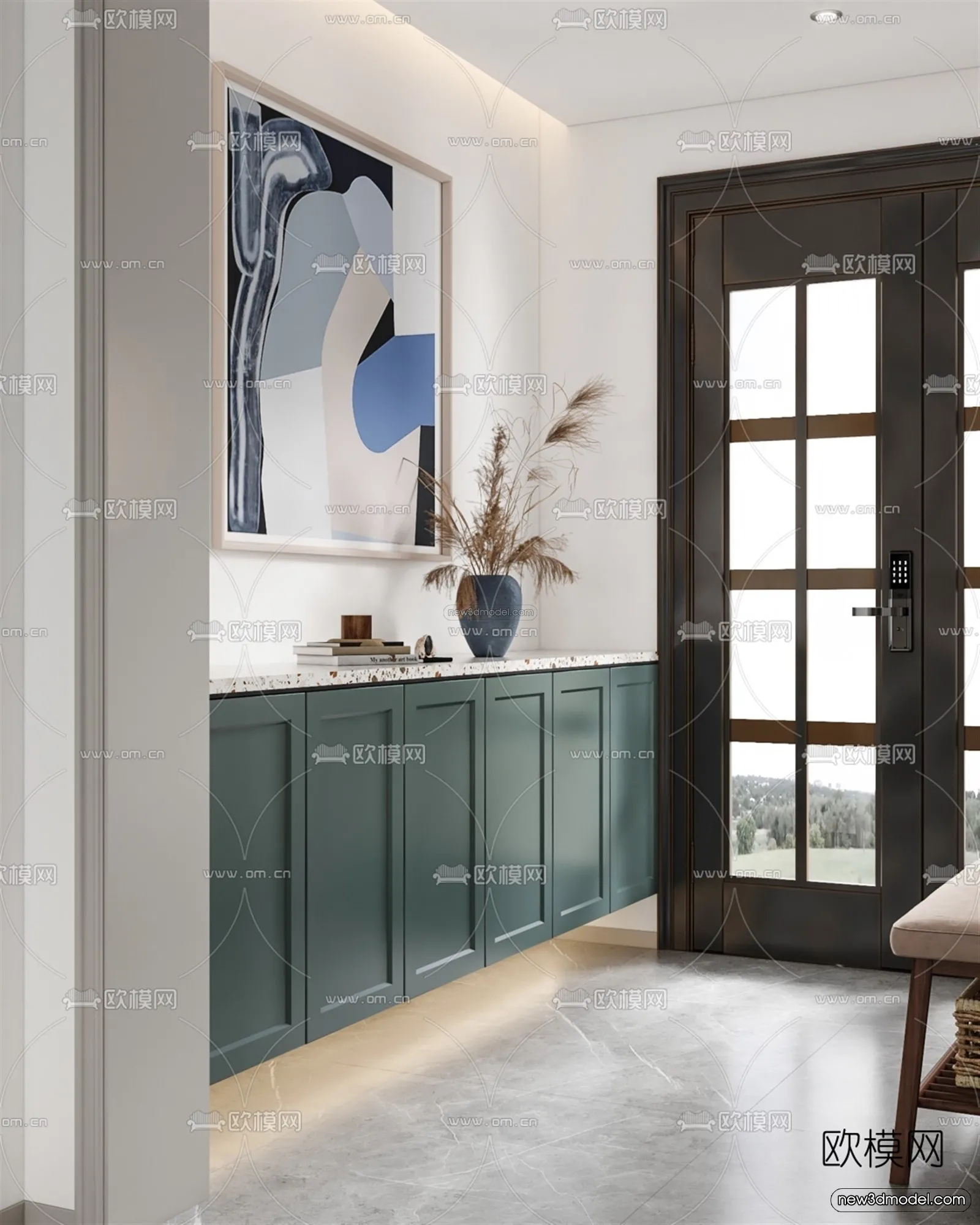 Nordic Style Interior 3D Blocks - Living Room 3D Model - 073