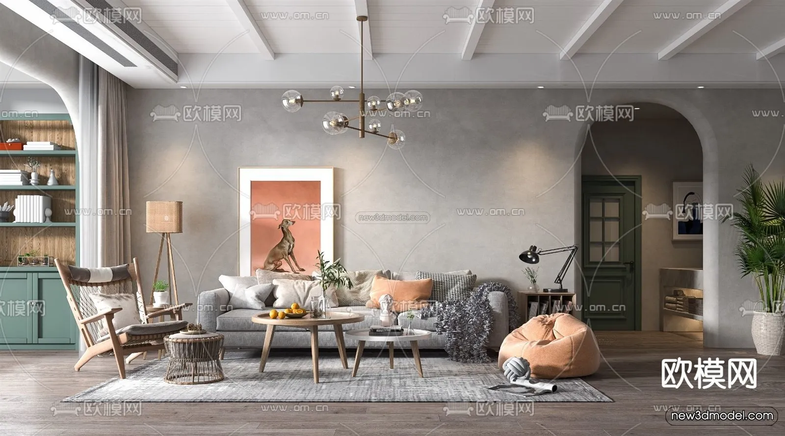 Nordic Style Interior 3D Blocks - Living Room 3D Model - 075
