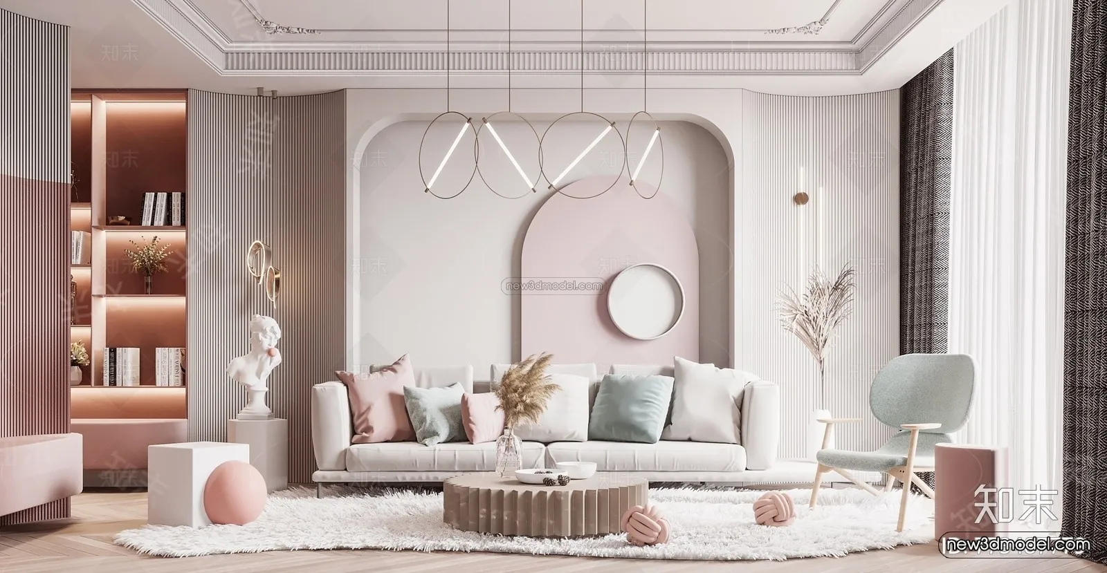 Nordic Style Interior 3D Blocks - Living Room 3D Model - 076