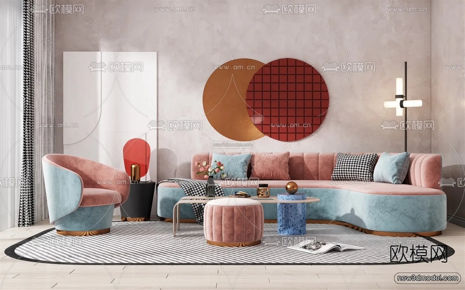 Nordic Style Interior 3D Blocks - Living Room 3D Model - 083