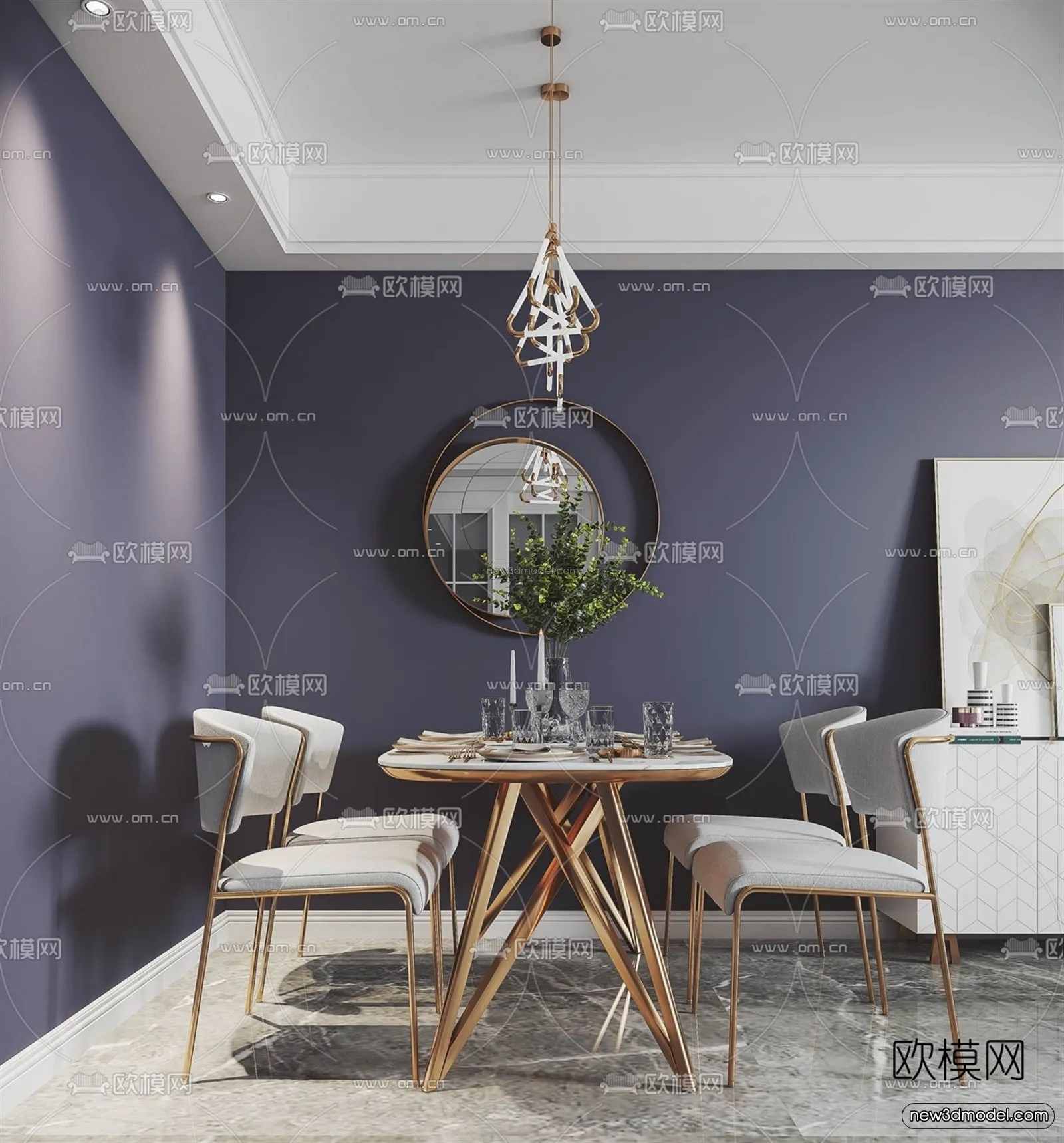 Nordic Style Interior 3D Blocks - Living Room 3D Model - 085