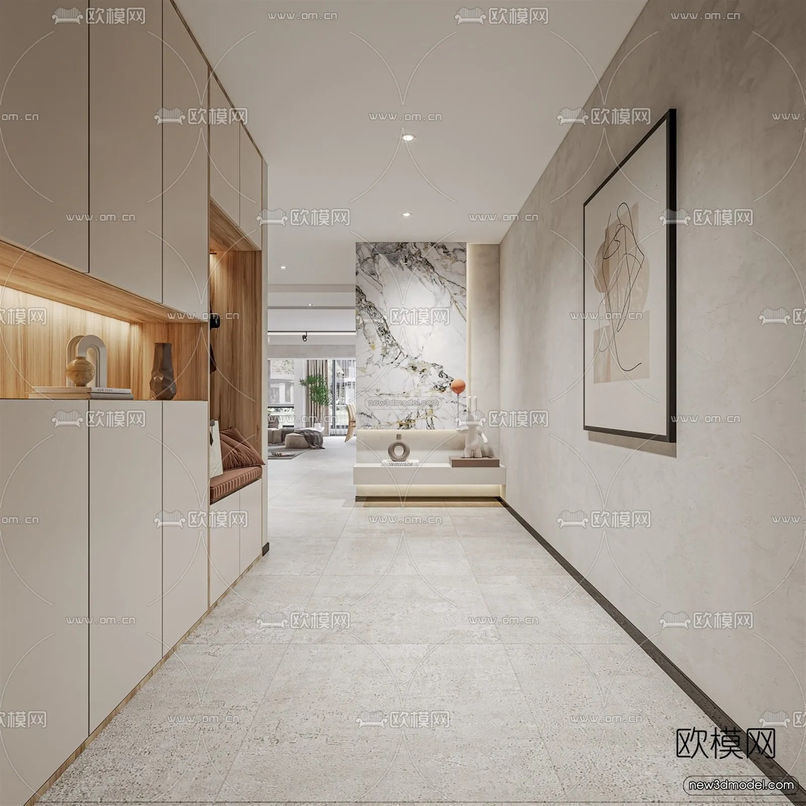 Nordic Style Interior 3D Blocks - Living Room 3D Model - 086