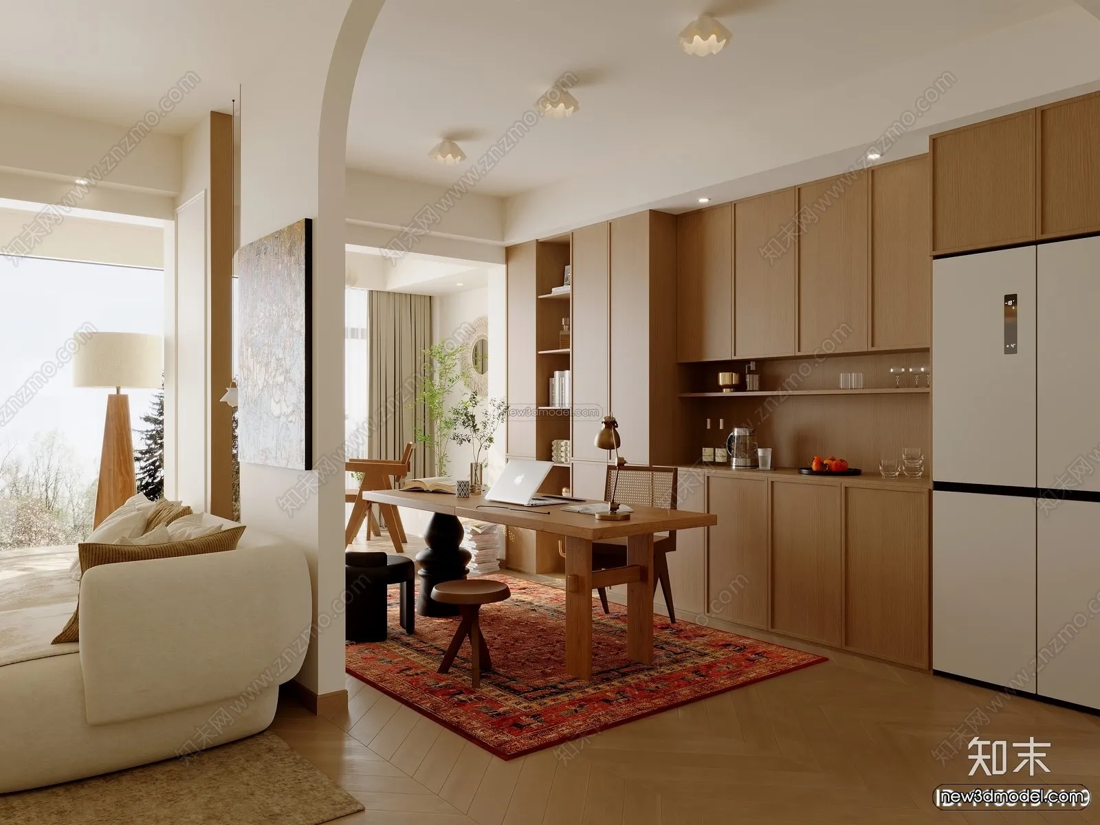 Nordic Style Interior 3D Blocks - Living Room 3D Model - 089