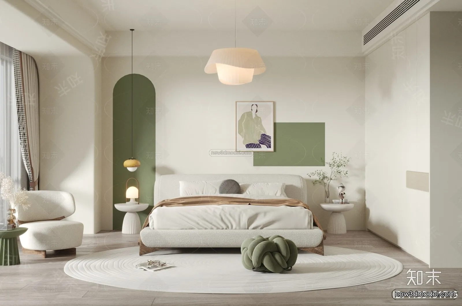 Nordic Style Interior 3D Blocks - Living Room 3D Model - 090