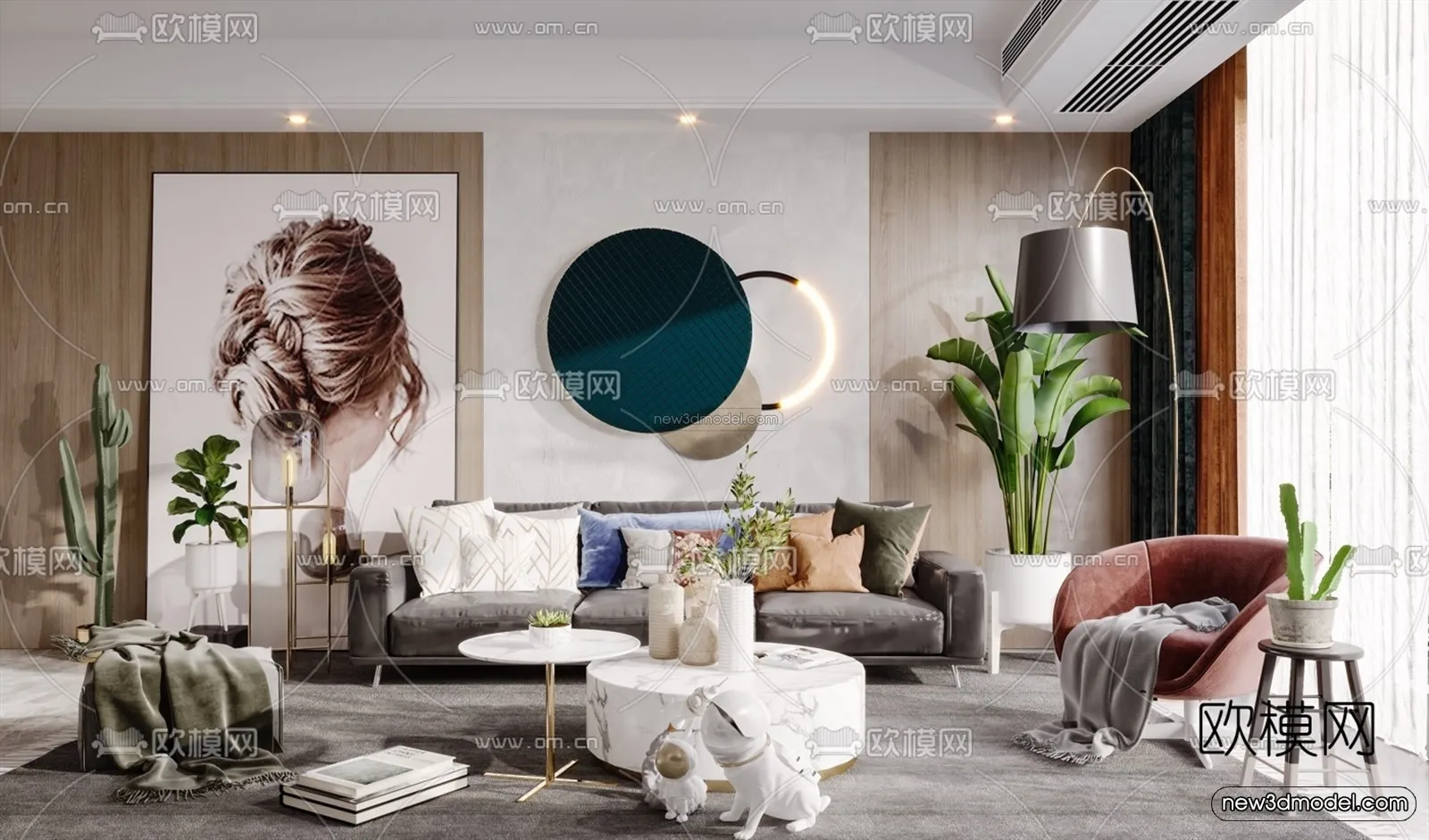 Nordic Style Interior 3D Blocks - Living Room 3D Model - 103