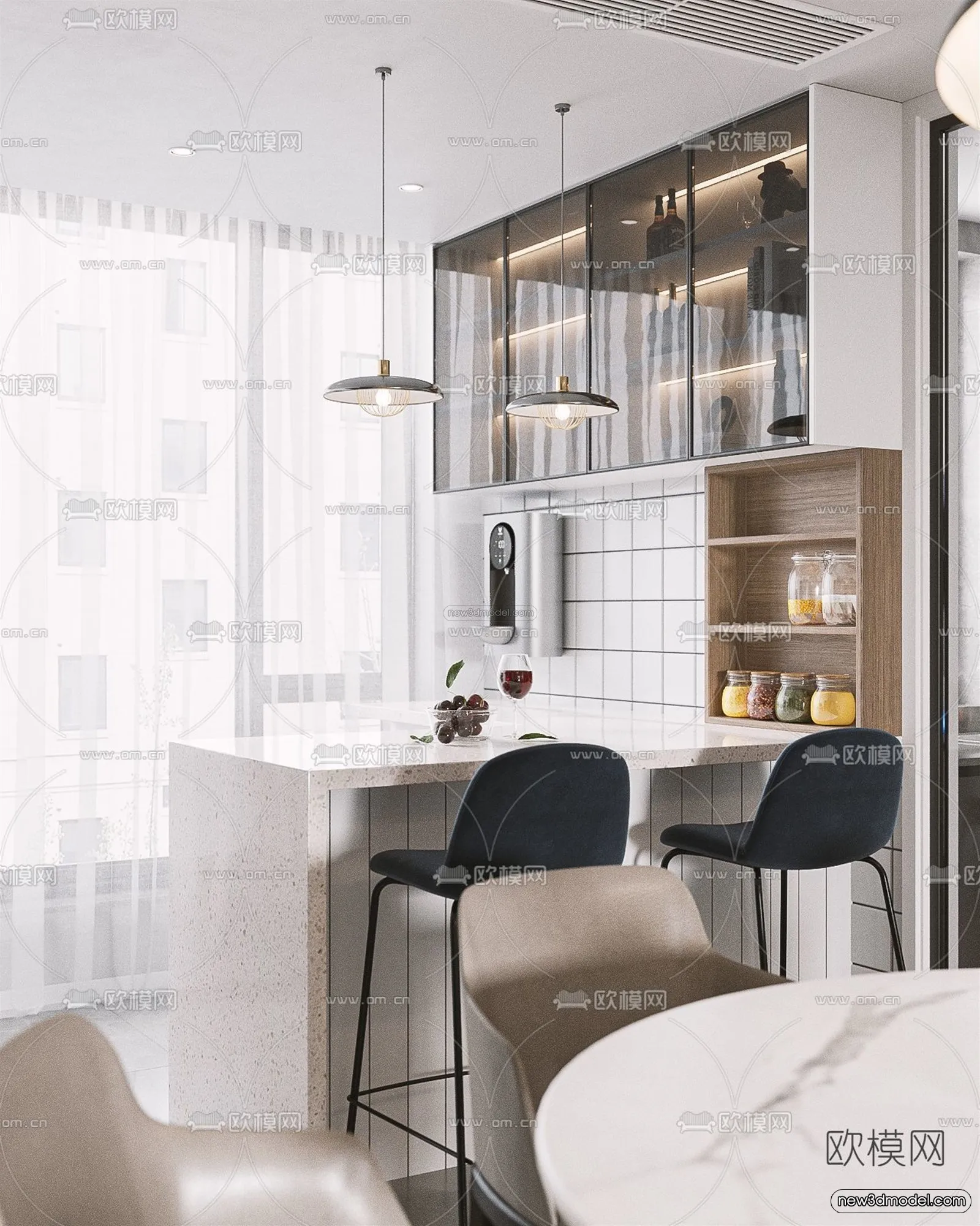 Nordic Style Interior 3D Blocks - Living Room 3D Model - 104