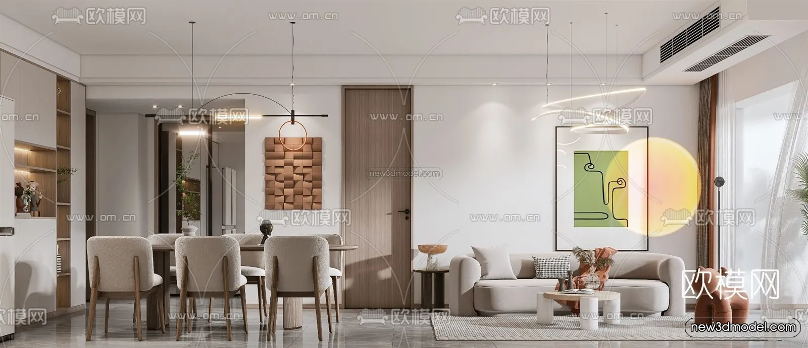 Nordic Style Interior 3D Blocks - Living Room 3D Model - 105