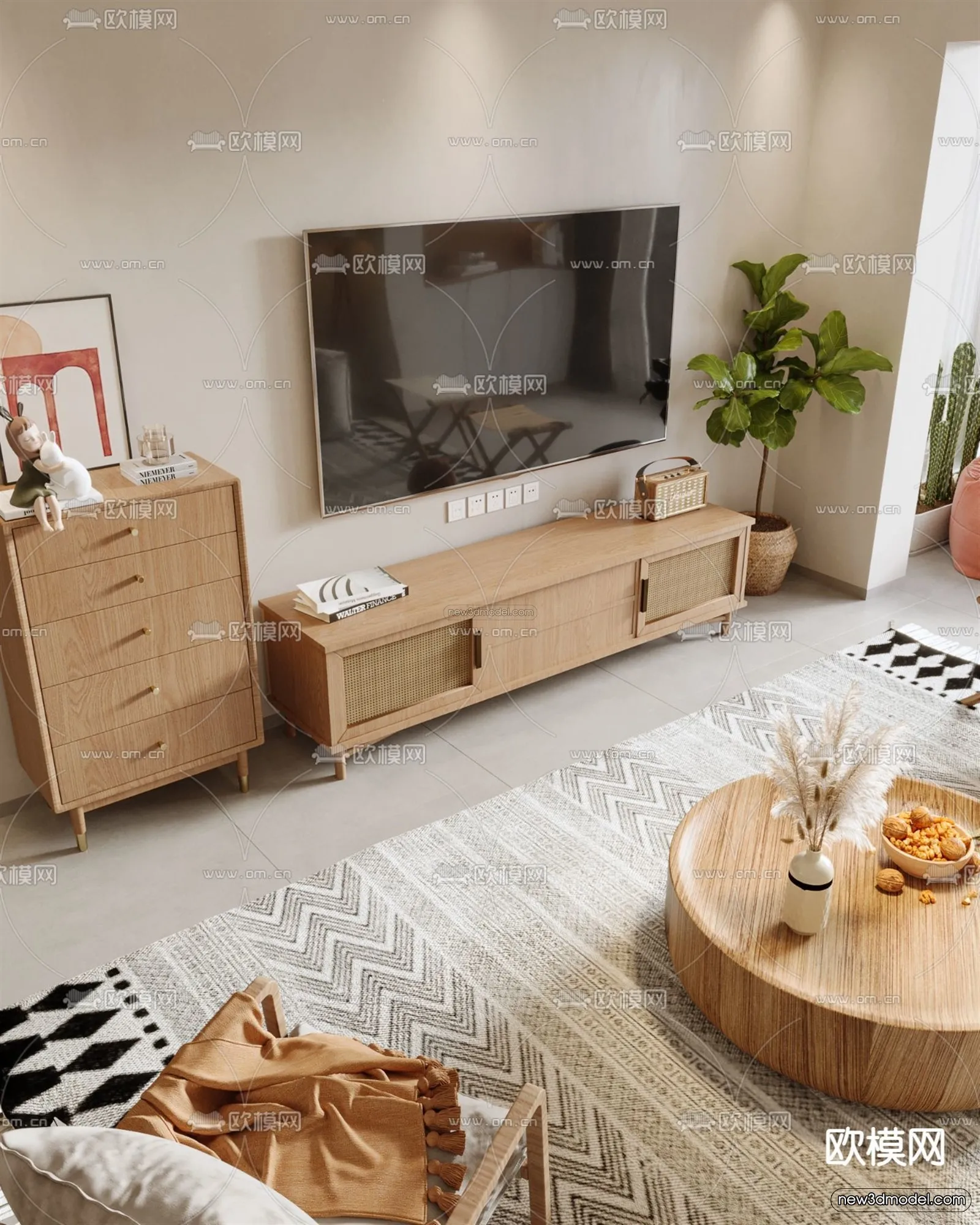 Nordic Style Interior 3D Blocks - Living Room 3D Model - 106