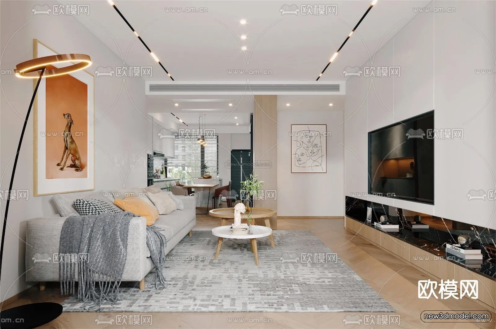 Nordic Style Interior 3D Blocks - Living Room 3D Model - 108