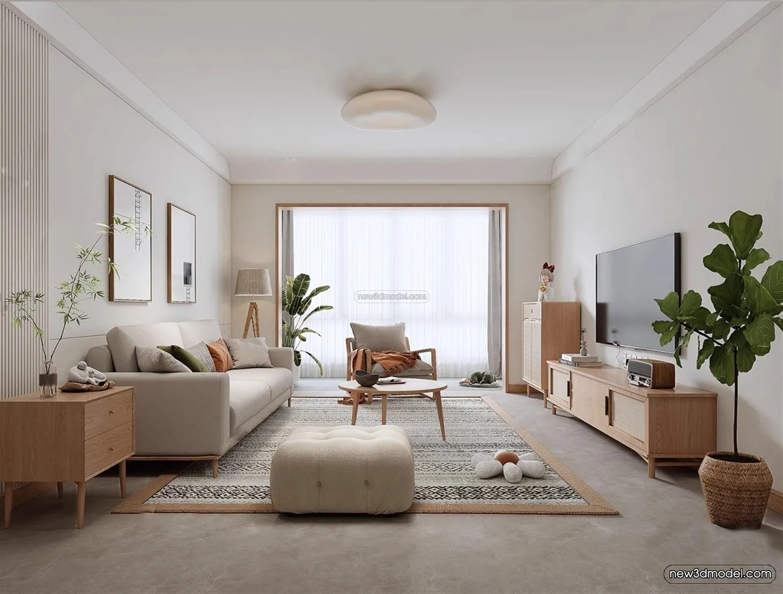 Nordic Style Interior 3D Blocks - Living Room 3D Model - 112