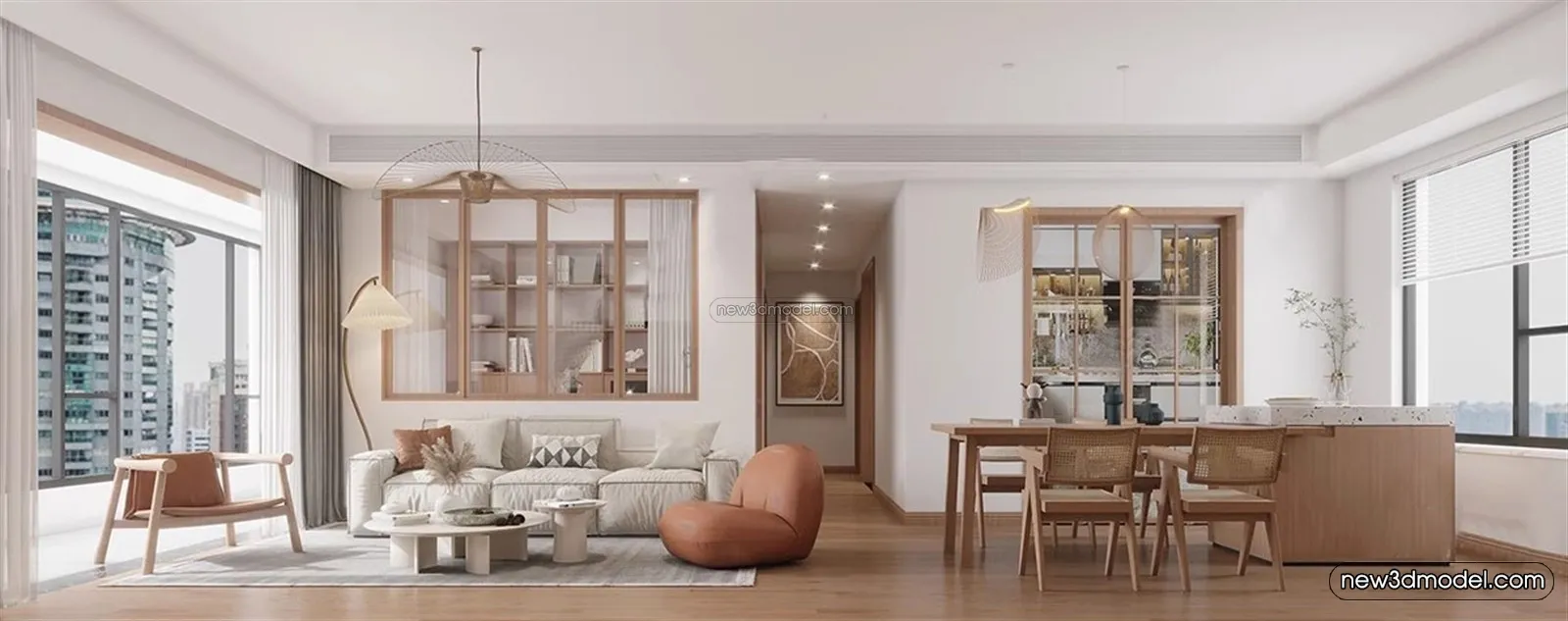 Nordic Style Interior 3D Blocks - Living Room 3D Model - 113