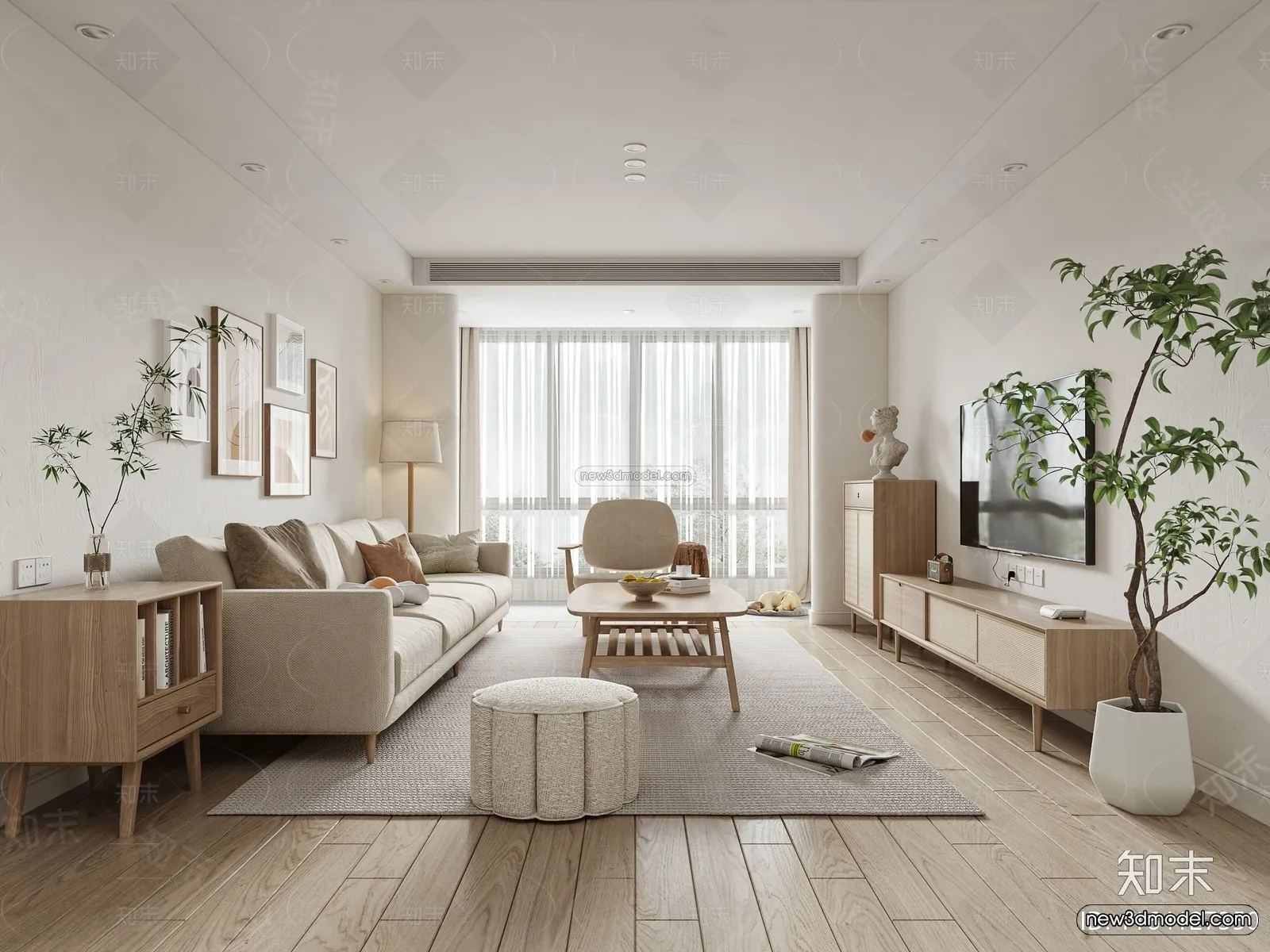 Nordic Style Interior 3D Blocks - Living Room 3D Model - 115