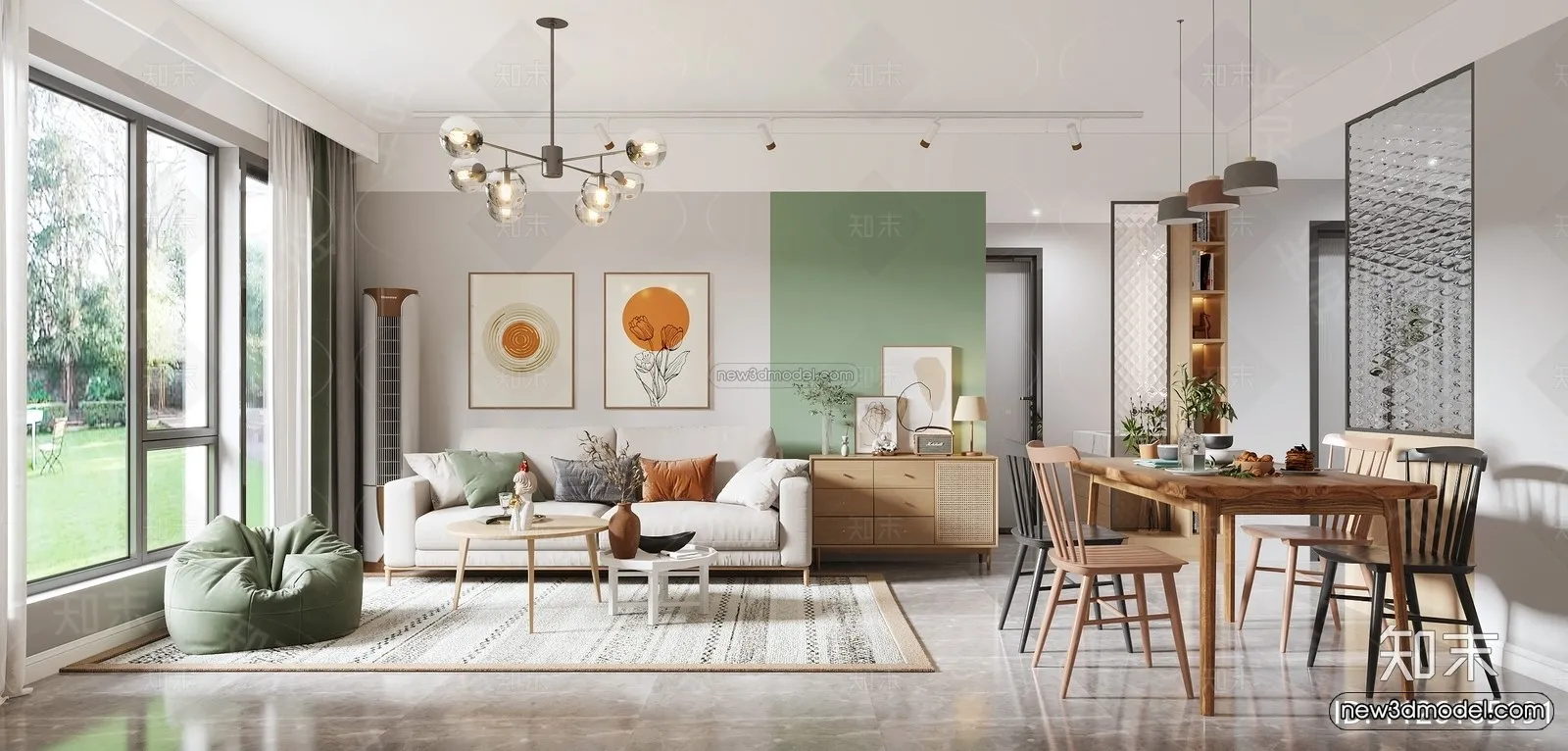 Nordic Style Interior 3D Blocks - Living Room 3D Model - 117